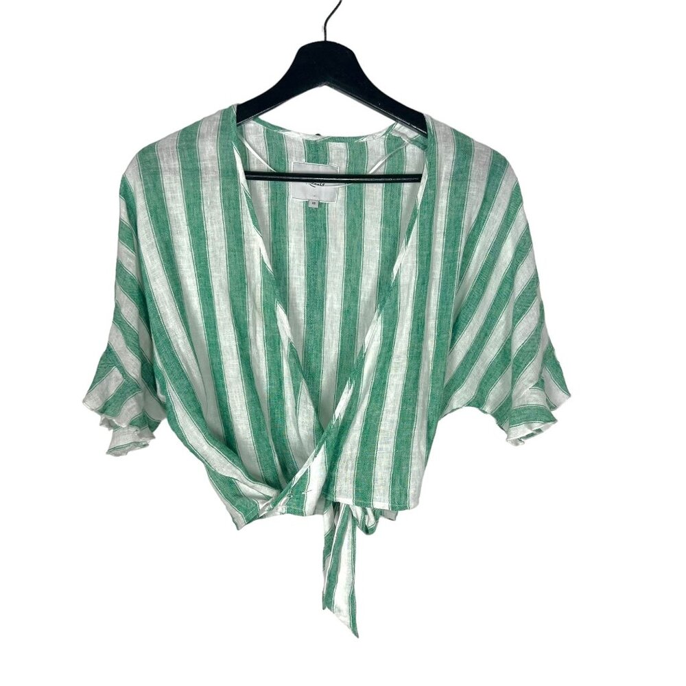 Rails Athena Garden Stripe Green White Linen Blen… - image 1